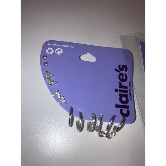 Claire’s 6prs Hoop Earrings Card, 3prs Stackable Earrings, & 1 Anklet. New - Picture 3 of 5